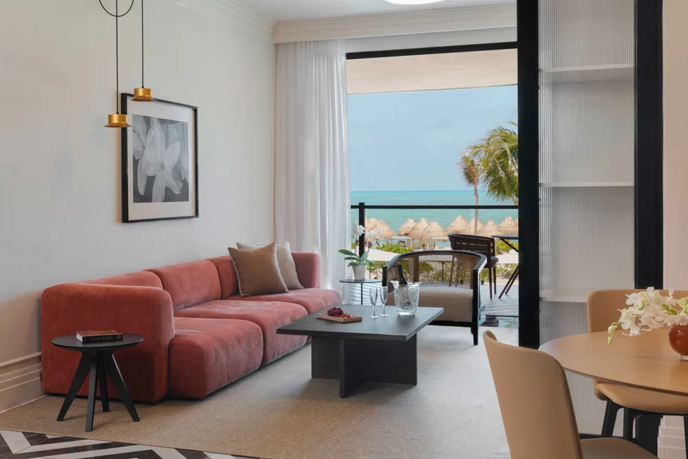 Suite living area with sea view — Excellence Coral Playa Mujeres